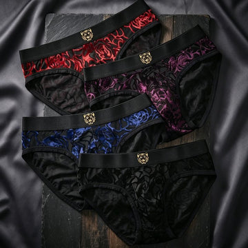 Royal Bloom Sheer Mesh Luxe Briefs – Pack of 4