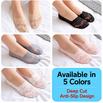 Women's Blossom Lace Invisible Socks – Pack of 5
