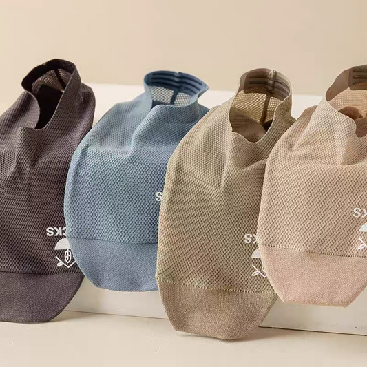Cool Comfort Socks: Breathable Mesh, Non-Slip Grip - Pack of 5
