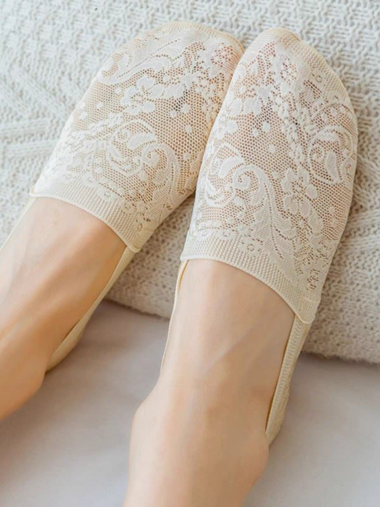 Women's Floral Lace No-Show Invisible Socks – Pack of 5