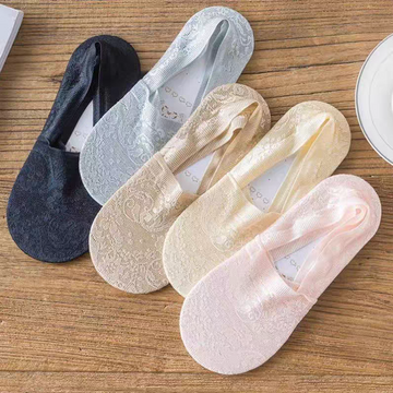 Women's Floral Lace No-Show Invisible Socks – Pack of 5
