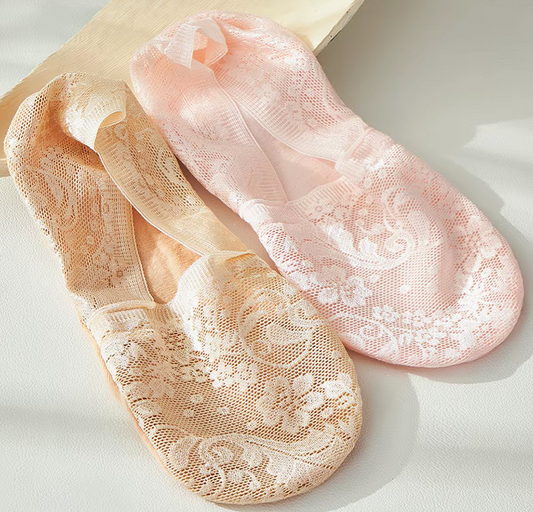 Women's Floral Lace No-Show Invisible Socks – Pack of 5